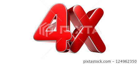 4x red 3D illustration. Advertising signs. Product design. Product sales. 124962350