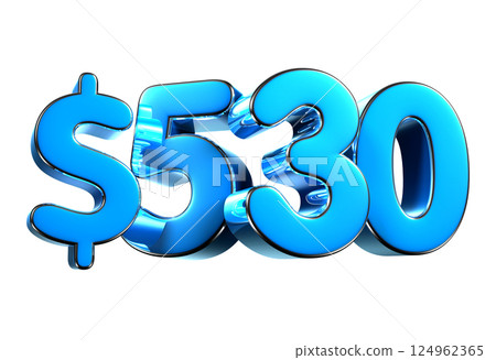 530 dollers blue 3d illustration. 124962365