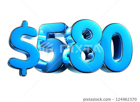 580 dollers blue 3d illustration. 580 dollers blue 3d illustration. 124962370