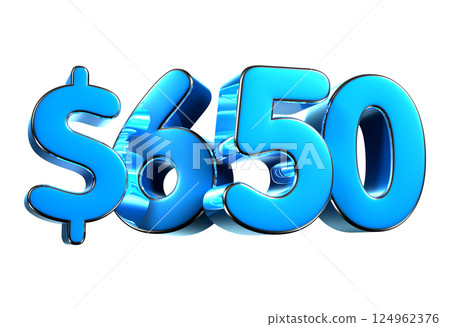 650 dollers blue 3d illustration. 650 dollers blue 3d illustration. 124962376