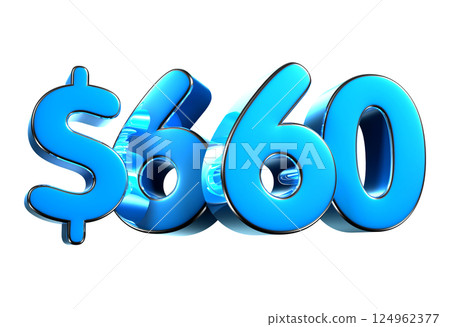 660 dollers blue 3d illustration. 124962377