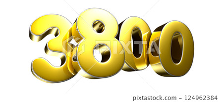 Golden number 3800 3D illustration Golden number 3800 3D illustration 124962384