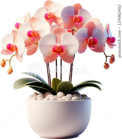 3D Cartoon style potted flowers, Cartoon style potted flowers, Flowers and plants in pots 3D Cartoon style potted flowers, Cartoon style potted flowers, Flowers and plants in pots 124962482