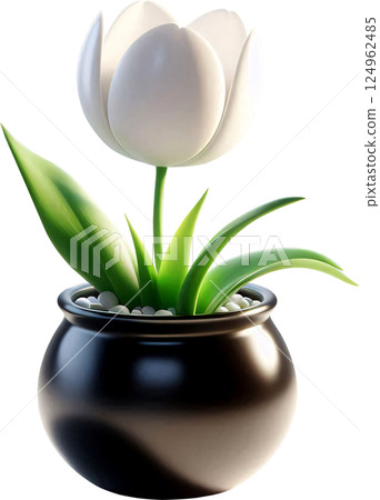 3D Cartoon style potted flowers, Cartoon style potted flowers, Flowers and plants in pots 3D Cartoon style potted flowers, Cartoon style potted flowers, Flowers and plants in pots 124962485