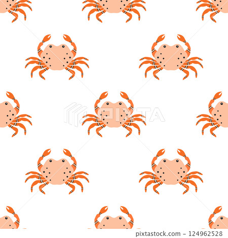 seamless pattern of cartoon crab 124962528
