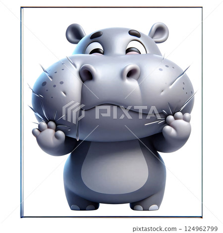 3D hippo cartoon, hippo cartoon, Pygmy hippo 3D hippo cartoon, hippo cartoon, Pygmy hippo 124962799
