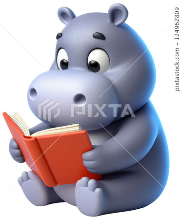 3D hippo cartoon, hippo cartoon, Pygmy hippo 124962809