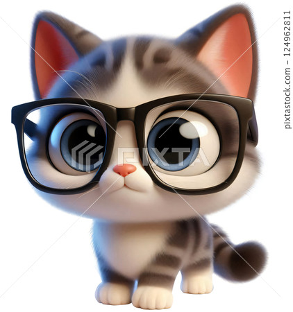 3D Cat Cartoon, Cat Cartoon, Cute Kitten 124962811