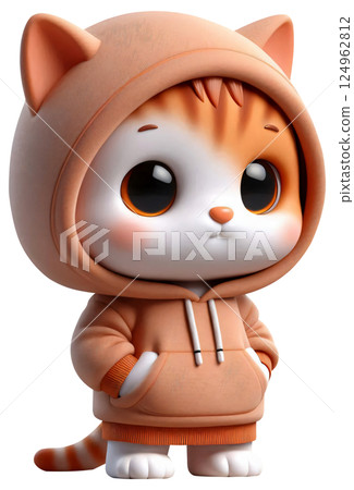 3D Cat Cartoon, Cat Cartoon, Cute Kitten 124962812