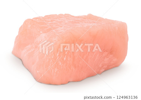 Raw diced chicken fillet isolated on white background with full depth of field. 124963136