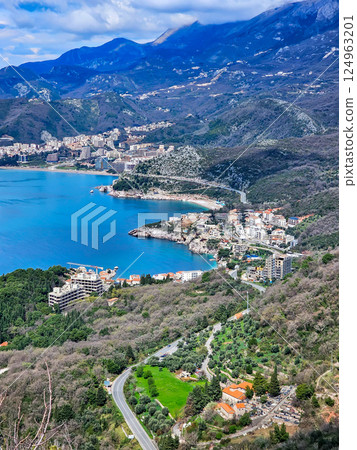 Aerial View of Road and Houses in Montenegro 124963201