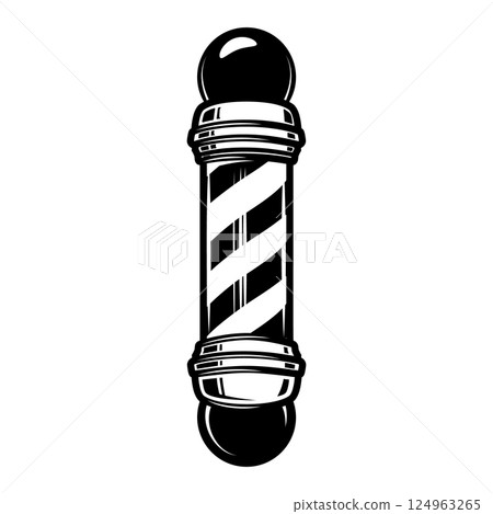Barber pole. Design element for logo, label, sign, emblem. Vector illustration 124963265