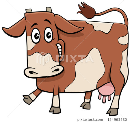 happy spotted cartoon cow farm animal character happy spotted cartoon cow farm animal character 124963380