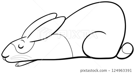 cartoon lying miniature rabbit animal character sleeping coloring page cartoon lying miniature rabbit animal character sleeping coloring page 124963391