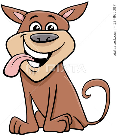 funny cartoon brown dog animal character funny cartoon brown dog animal character 124963397