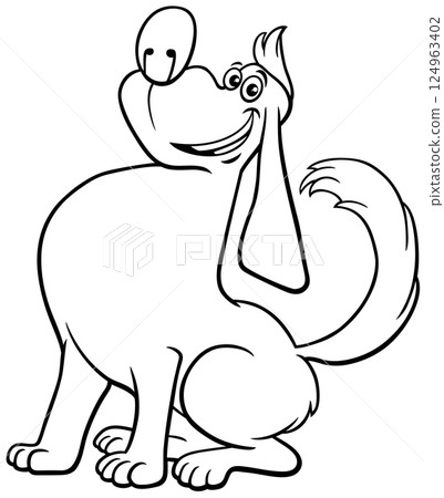 funny proud cartoon dog animal character coloring page 124963402