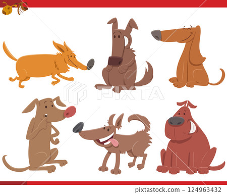 funny cartoon dogs and puppies comic characters set 124963432
