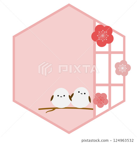 日式長尾山雀六角屏風框架,粉紅色 日式長尾山雀六角屏風框架,粉紅色 124963532