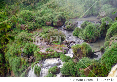 Iguazu waterfalls in overcast weather 124963618