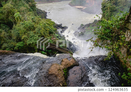 Iguazu waterfalls in overcast weather Iguazu waterfalls in overcast weather 124963635