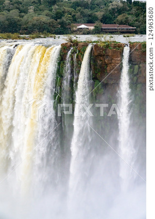 Iguazu waterfalls in overcast weather 124963680