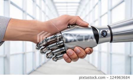 Close-up Of Hands With Robot 124963684