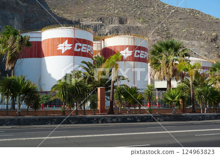 Oil storage tanks of Spanish petroleum company, commonly known as Cepsa 124963823