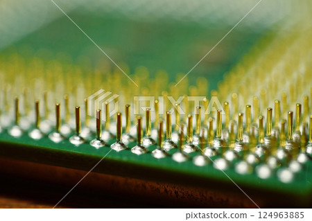 Central Processing Unit, CPU. Microcircuit chip with electronic components 124963885