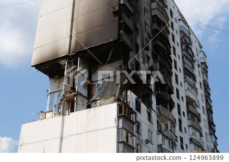 Damages after gas explosion in an apartment house. Building with gas stoves Damages after gas explosion in an apartment house. Building with gas stoves 124963899