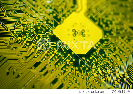 Computer motherboard. Details of a mainboard back 124963909