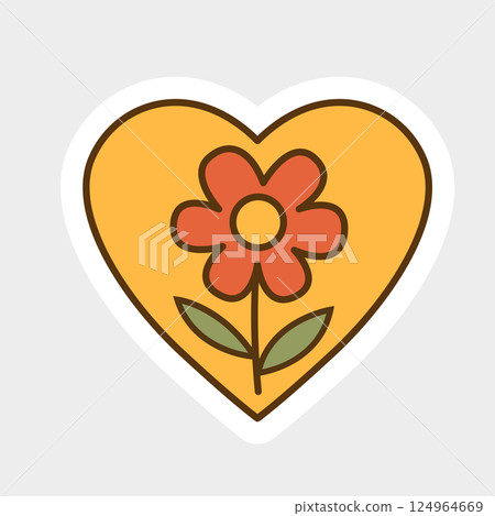Heart Shape Sticker With Adorable Flower Icon Vector Illustration Heart Shape Sticker With Adorable Flower Icon Vector Illustration 124964669