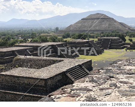 Panoramic view of Teotihuacan, Mexico City and the main Pyramid of the Sun is the largest structure in Teotihuacan 124965236