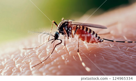 Mosquito on human skin. Zika virus concept. 124965334