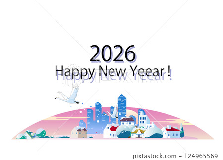 2026 新年模板，雪鄉的早晨 124965569