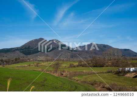 Beautiful spring scenery of Hiruzen Plateau in Maniwa City, Okayama Prefecture, Japan 124966010