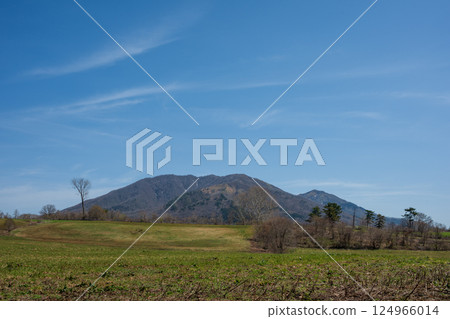 日本岡山縣真庭市蒜山高原美麗的春日風景 124966014