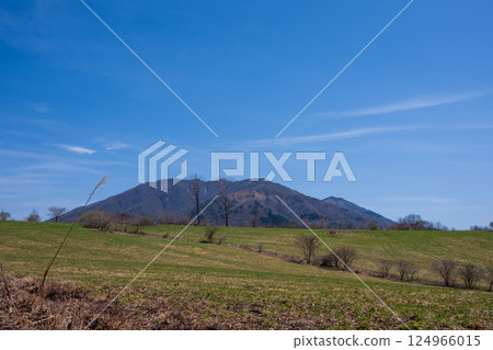 日本岡山縣真庭市蒜山高原美麗的春日風景 124966015