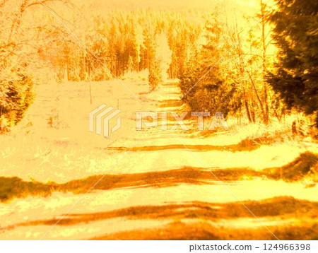 frozen river in winter 124966398