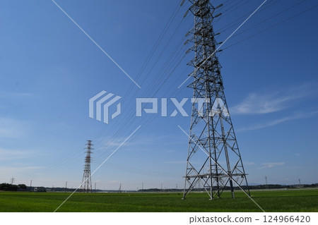 Transmission tower high voltage alternating current Transmission tower high voltage alternating current 124966420