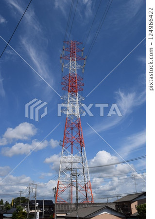 Transmission tower high voltage alternating current Transmission tower high voltage alternating current 124966422