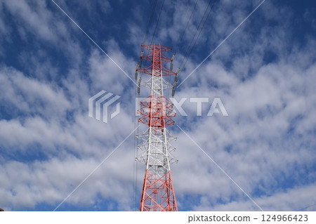 Transmission tower high voltage alternating current Transmission tower high voltage alternating current 124966423