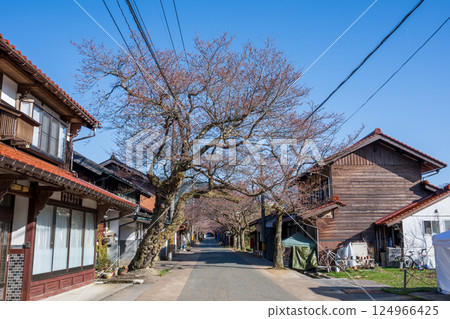 日本岡山縣新莊村美麗的春景 日本岡山縣新莊村美麗的春景 124966425