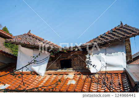 日本岡山縣新莊村美麗的春景 124966441