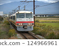 A former Seibu express train running through the countryside 124966961