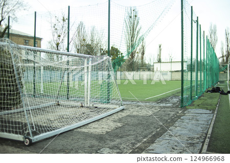 Soccer field with goal and net Soccer field with goal and net 124966968