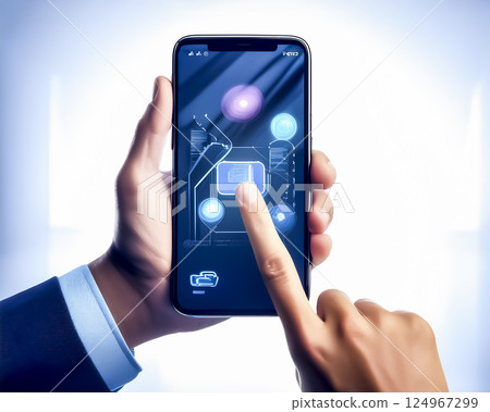 展示如何使用智慧型手機應用程式的圖像材料 124967299