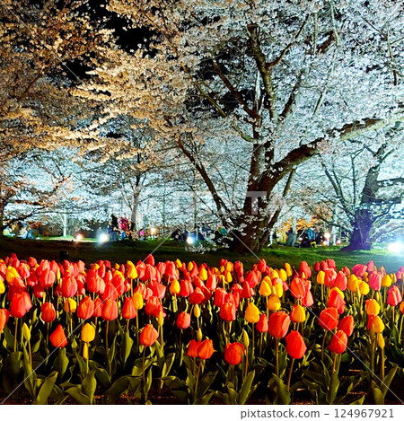 櫻花和郁金香 124967921