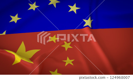 The China and Eu flag for Business concept 3d Rendering. The China and Eu flag for Business concept 3d Rendering. 124968007