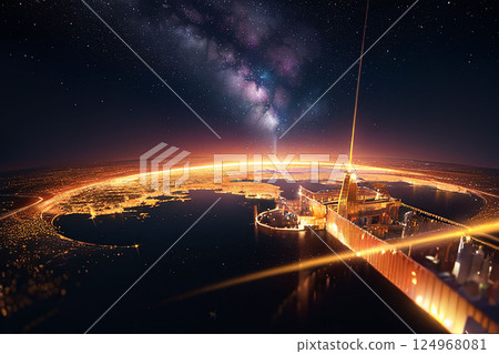 遊戲背景：從太空看到的美麗夜景和星空 124968081