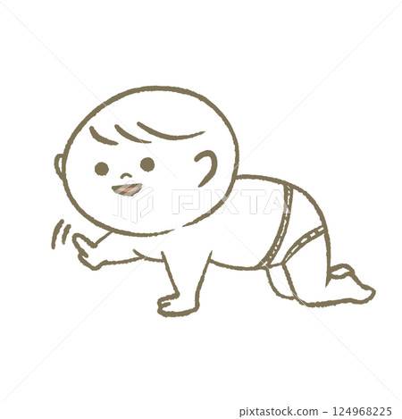 Crawling baby smiling 124968225